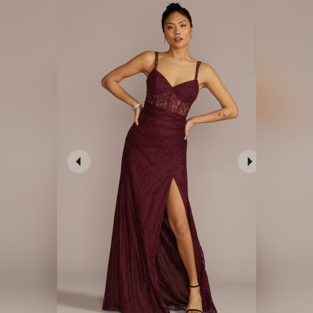 Brand New Wine Lace David's Bridal Dress formal - prom